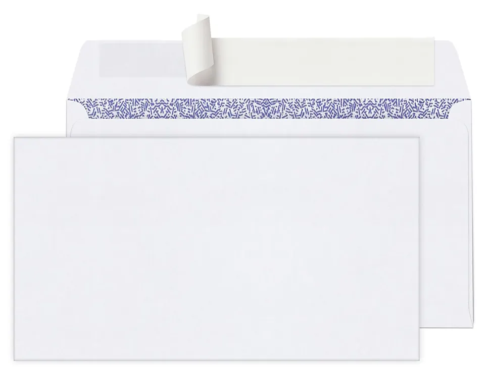 Office Depot® Brand #6 3/4 Security Envelopes, 3-5/8" x 6-1/2", Clean Seal, White, Box Of 100