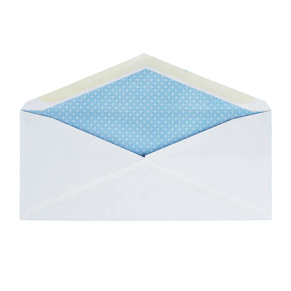 Office Depot® Brand #10 Security Envelopes, 4-1/8" x 9-1/2", Gummed Seal, White, Box Of 50