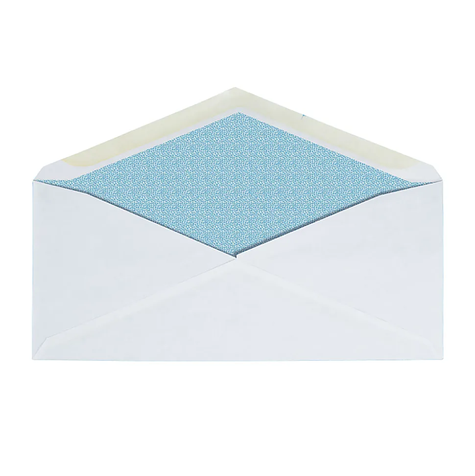 Office Depot® Brand #10 Security Envelopes, 4-1/8" x 9-1/2", Gummed Heat Resistant Seal, White, Box Of 100