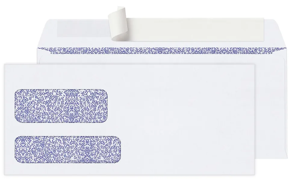 Office Depot® Brand #10 Security Envelopes, Double Window, 4-1/8" x 9-1/2", Clean Seal, White, Box Of 250