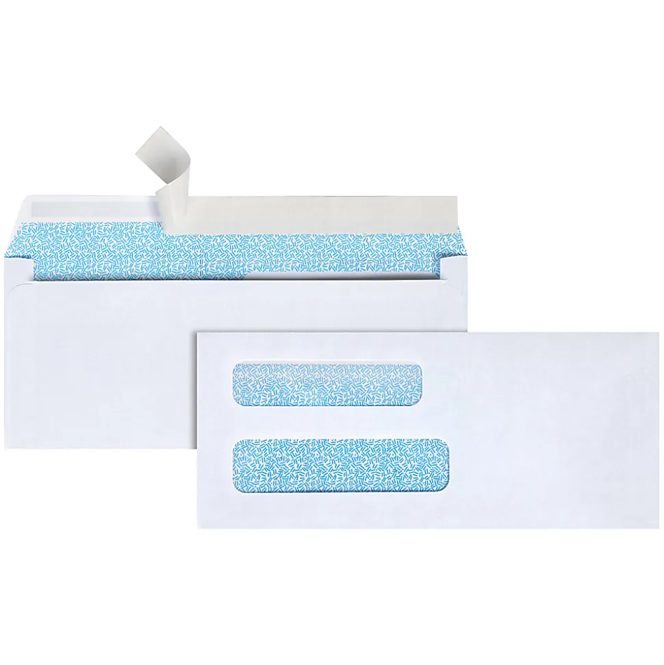 Office Depot® Brand #8 5/8 Security Envelopes, Double Window, 3-5/8" x 8-5/8", Clean Seal, White, Box Of 250