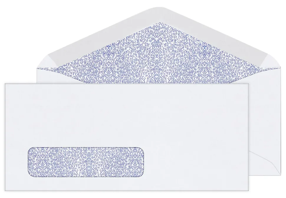Office Depot® Brand #10 Security Envelopes, Left Window, 4-1/8" x 9-1/2", Gummed Seal, White, Box Of 500