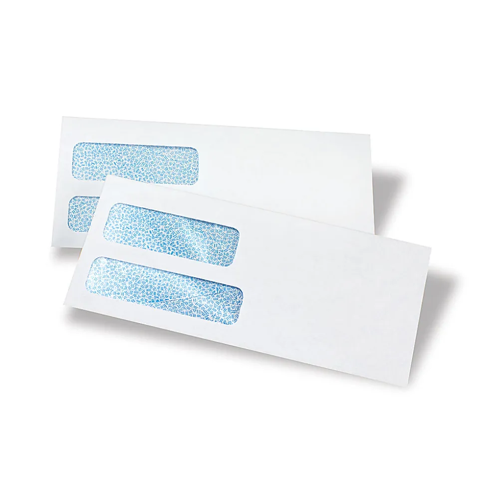 Office Depot® Brand #9 Security Envelopes, Double Window, 3-7/8" x 8-7/8", Gummed Seal, White, Box Of 500