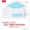 Office Depot® Brand #10 Security Envelopes, Right Window, 4-1/8" x 9-1/2", Gummed Seal, White, Box Of 500