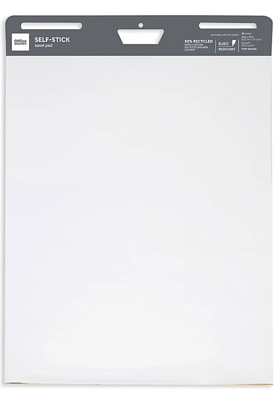 Office Depot® Brand Self-Stick Easel Pad, 25" x 30", 30 Sheets, 30% Recycled, White, 21509