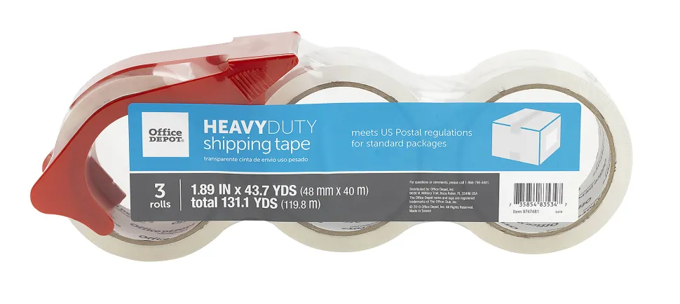 Office Depot® Brand Shipping Tape With Dispenser And 2 Refills, 1.89" x 43.7 Yd, Clear