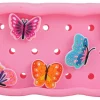 Office Depot® Brand Silicone Pencil Pouch With Charms, 3-1/4" x 7-11/16" Pink Butterflies