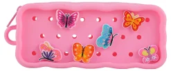 Office Depot® Brand Silicone Pencil Pouch With Charms, 3-1/4" x 7-11/16" Pink Butterflies