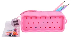 Office Depot® Brand Silicone Pencil Pouch With Charms, 3-1/4" x 7-11/16" Pink Butterflies