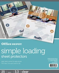 Office DepotĀ® Brand Simple-Loading Sheet Protectors, 8-1/2" x 11", Clear, Pack of 25