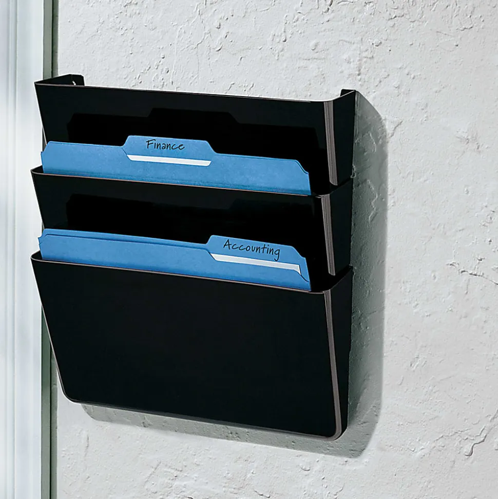 Office Depot® Brand Single Wall Pockets, Letter Size, Black, Pack Of 3