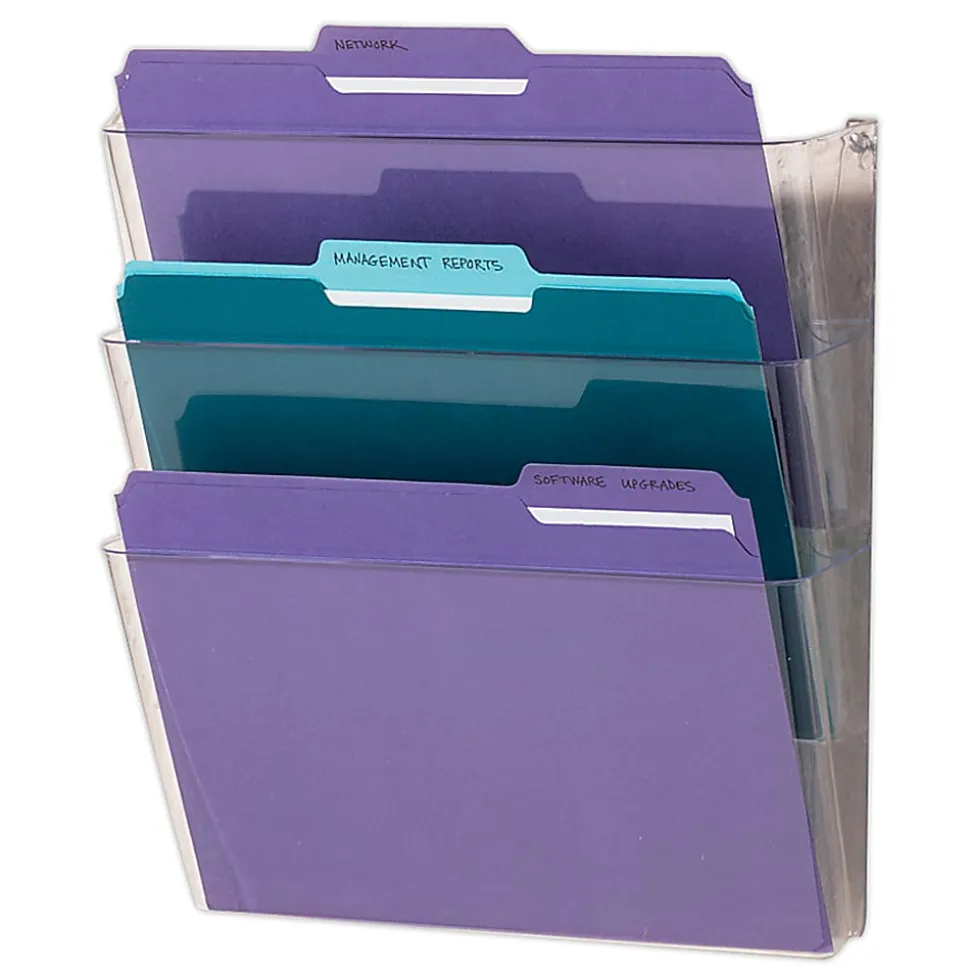 Office Depot® Brand Single Wall Pockets, Letter Size, Clear, Pack Of 3