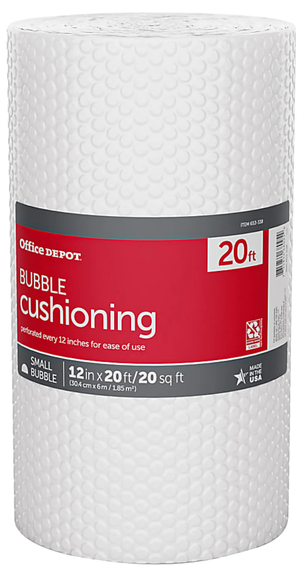 Office Depot® Brand Small Bubble Cushioning, 3/16" Thick, Clear, 12" x 20'
