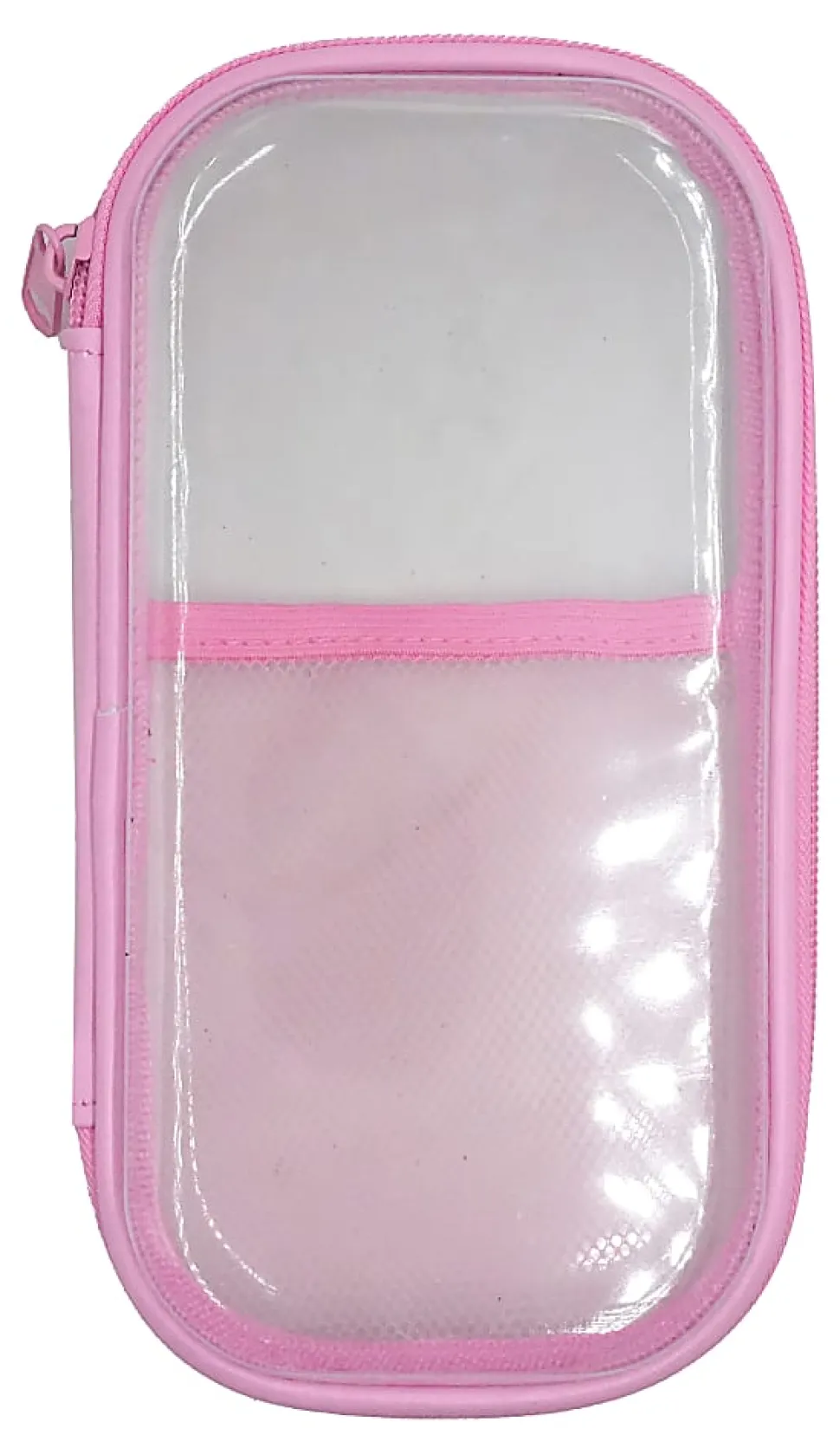 Office Depot® Brand Small Clear Pencil Case With Trim, 8-1/4" x 4-3/8", Light Pink
