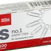 Office Depot® Brand Smooth Paper Clips, Box Of 100, No. 1, Silver