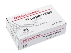 Office Depot® Brand Smooth Paper Clips, Box Of 100, No. 1, Silver