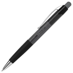 Office Depot® Brand Soft-Grip Retractable Ballpoint Pens, Medium Point, 1.0 mm, Black Barrel, Black Ink, Pack Of 12