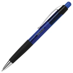 Office Depot® Brand Soft-Grip Retractable Ballpoint Pens, Medium Point, 1.0 mm, Blue Barrel, Blue Ink, Pack Of 12