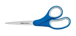 Office Depot® Brand Soft Handle Stainless-Steel Scissors, 8", Bent, Blue/Gray