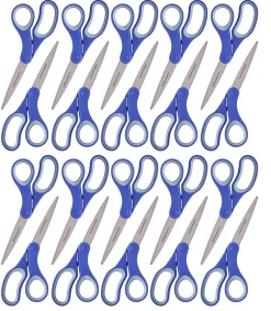 Office Depot® Brand Soft Handle Stainless Steel Scissors, 8", Bent, Blue/Gray, Case Of 20 Scissors