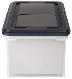 Office Depot® Brand Stackable File Tote Box, Letter Size, 10-7/10"H x 22-4/5"D x 13-7/10"W, Clear/Black