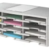 Office Depot® Brand Stackable Plastic Literature Organizer, 12 Compartments, Gray