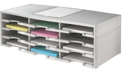 Office Depot® Brand Stackable Plastic Literature Organizer, 12 Compartments, Gray