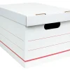 Office Depot® Brand Standard-Duty Corrugated Storage Boxes, Letter/Legal Size, 15" x 12" x 10",  60% Recycled, White/Red, Pack Of 10