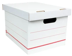 Office DepotĀ® Brand Standard-Duty Corrugated Storage Boxes, Letter/Legal Size, 15" x 12" x 10", Ā 60% Recycled, White/Red, Pack Of 10