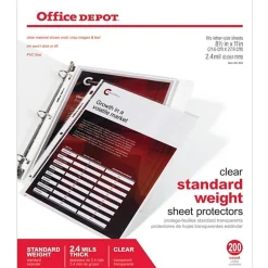 Office DepotĀ® Brand Standard Weight Sheet Protectors, 8-1/2" x 11", Clear, Pack Of 200