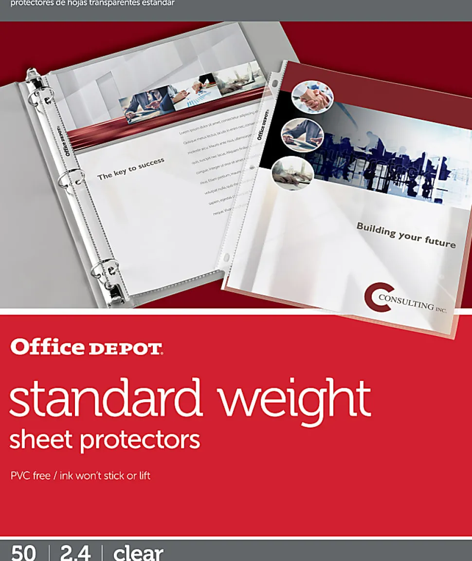 Office Depot® Brand Standard Weight Sheet Protectors, 8-1/2" x 11", Clear, Pack Of 50