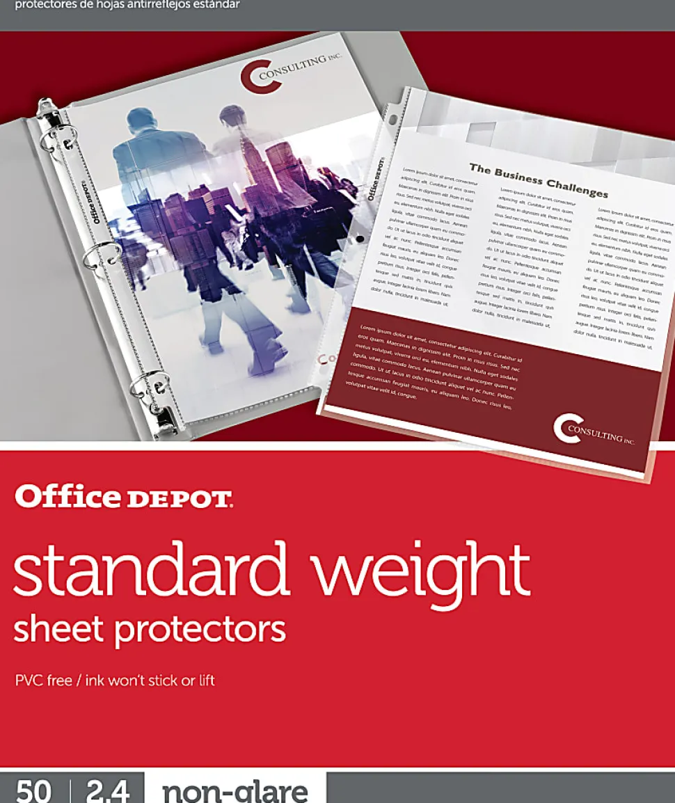 Office Depot® Brand Standard Weight Sheet Protectors, 8-1/2" x 11", Non-Glare, Box Of 50