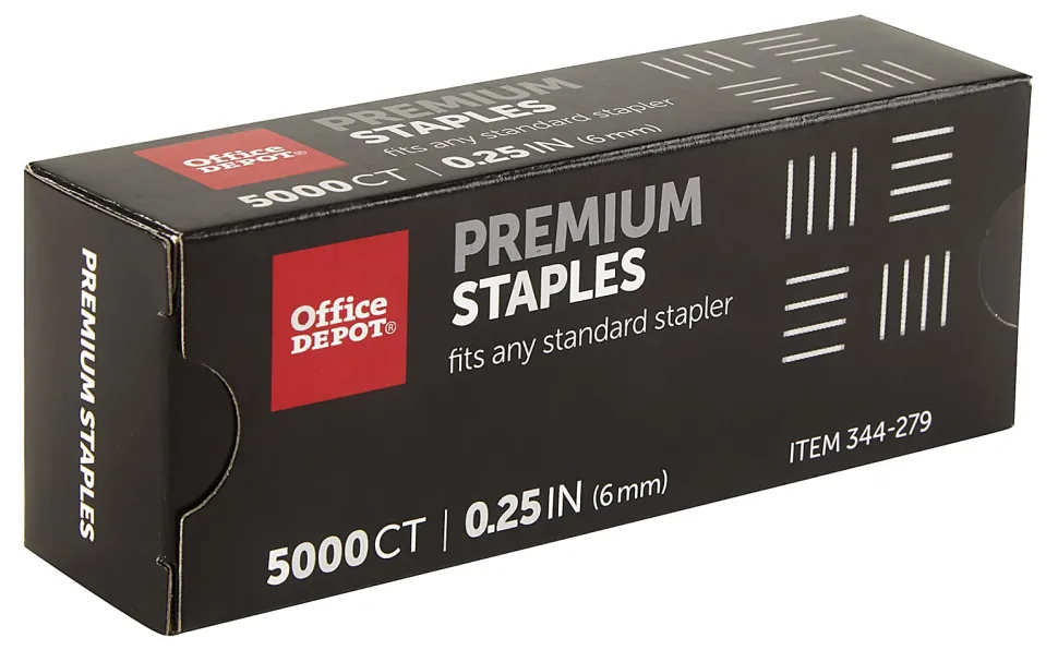 Office Depot® Brand Staples, 1/4" Premium, Full Strip, Box Of 5,000