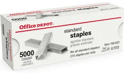 Office DepotĀ® Brand Staples, 1/4" Standard, Full Strip, Box Of 5,000, 2661