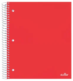 Office DepotĀ® Brand Stellar Poly Notebook, 8-1/2" x 10-1/2", 3 Subject, Wide Ruled, 150 Sheets, Red