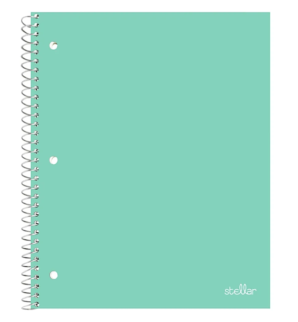 Office Depot® Brand Stellar Poly Notebook, 8" x 10-1/2", 1 Subject, Wide Ruled, 100 Sheets, Mint