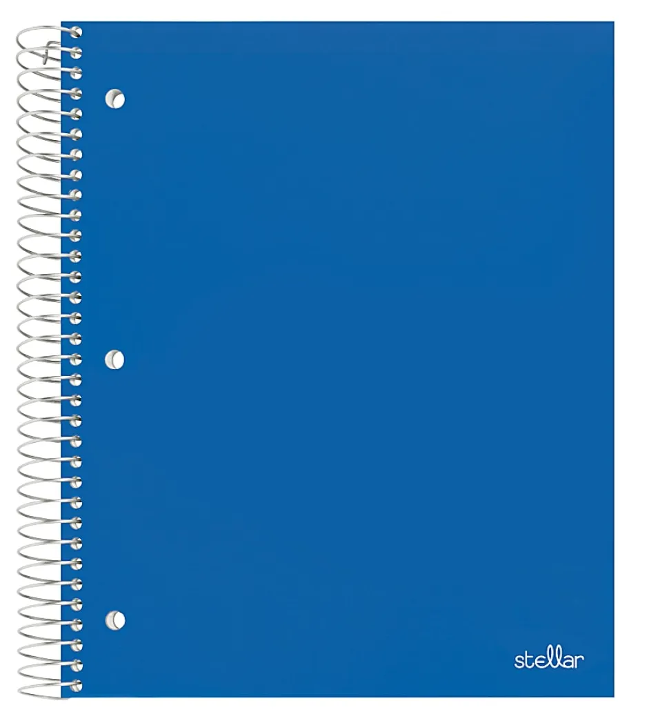 Office Depot® Brand Stellar Poly Notebook, 8-1/2" x 11", 3 Subject, College Ruled, 150 Sheets, Blue
