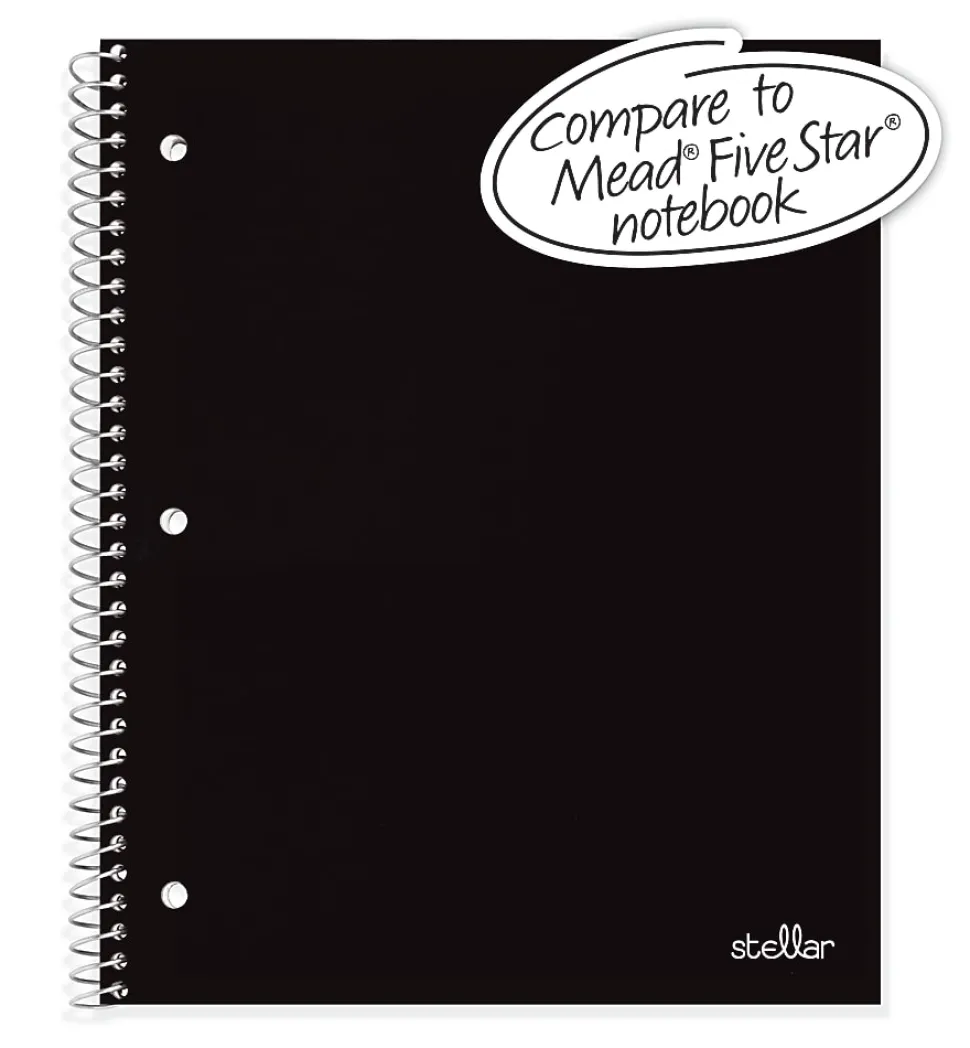 Office Depot® Brand Stellar Poly Notebook, 8-1/2" x 11", 1 Subject, College Ruled, 100 Sheets, Black