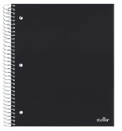 Office DepotĀ® Brand Stellar Poly Notebook, 8-1/2" x 11", 3 Subject, College Ruled, 150 Sheets, Black