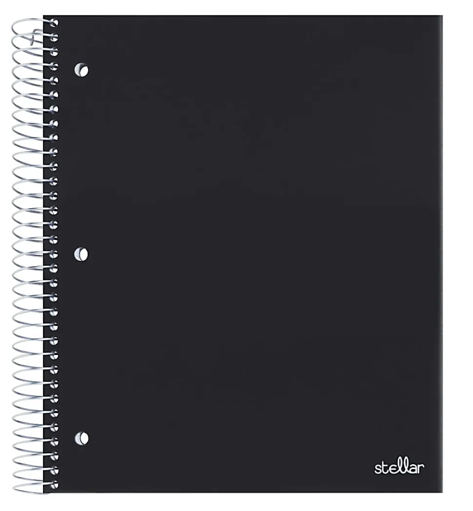 Office Depot® Brand Stellar Poly Notebook, 8-1/2" x 11", 3 Subject, College Ruled, 150 Sheets, Black