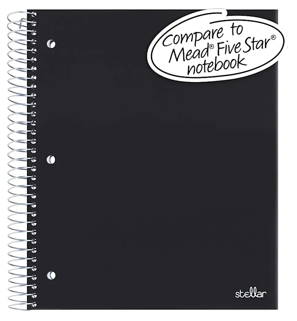 Office Depot® Brand Stellar Poly Notebook, 8-1/2" x 11", 3 Subject, College Ruled, 150 Sheets, Black