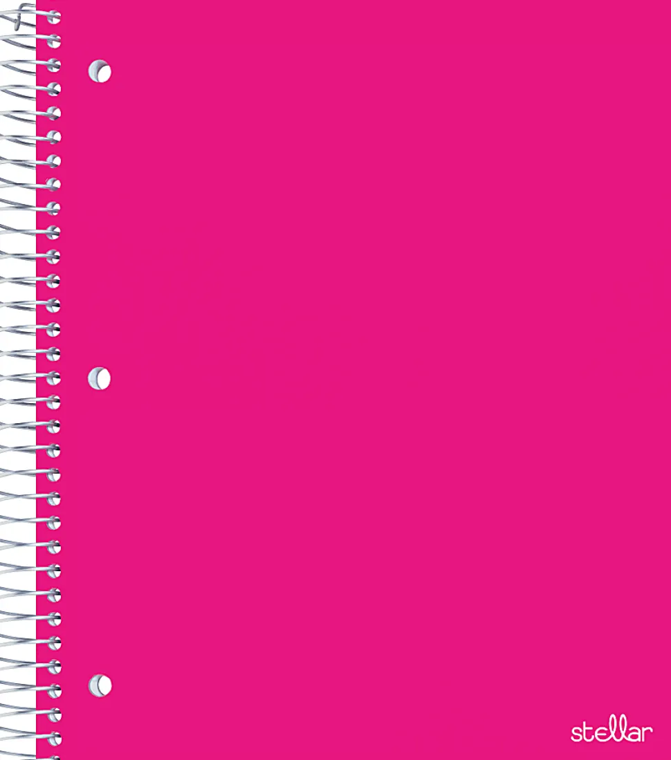 Office Depot® Brand Stellar Poly Notebook, 8-1/2" x 11", 3 Subject, College Ruled, 150 Sheets, Pink