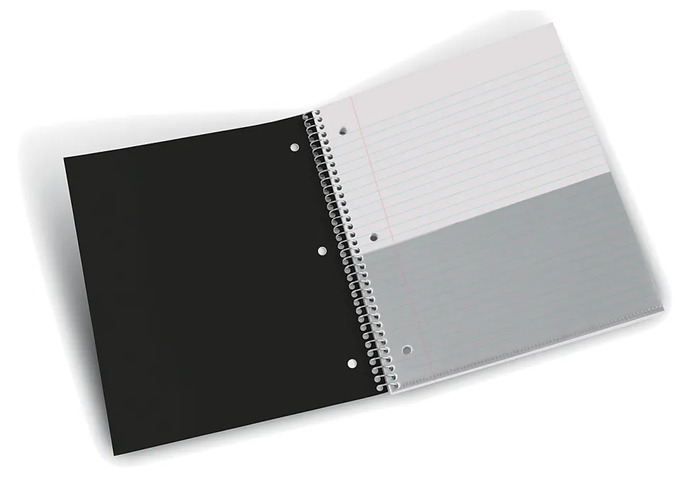 Office Depot® Brand Stellar Poly Notebook, 8" x 10-1/2", 5 Subject, Wide Ruled, 200 Sheets, Black