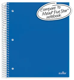 Office DepotĀ® Brand Stellar Poly Notebook, 8-1/2" x 11", 5 Subject, College Ruled, 200 Sheets, Blue