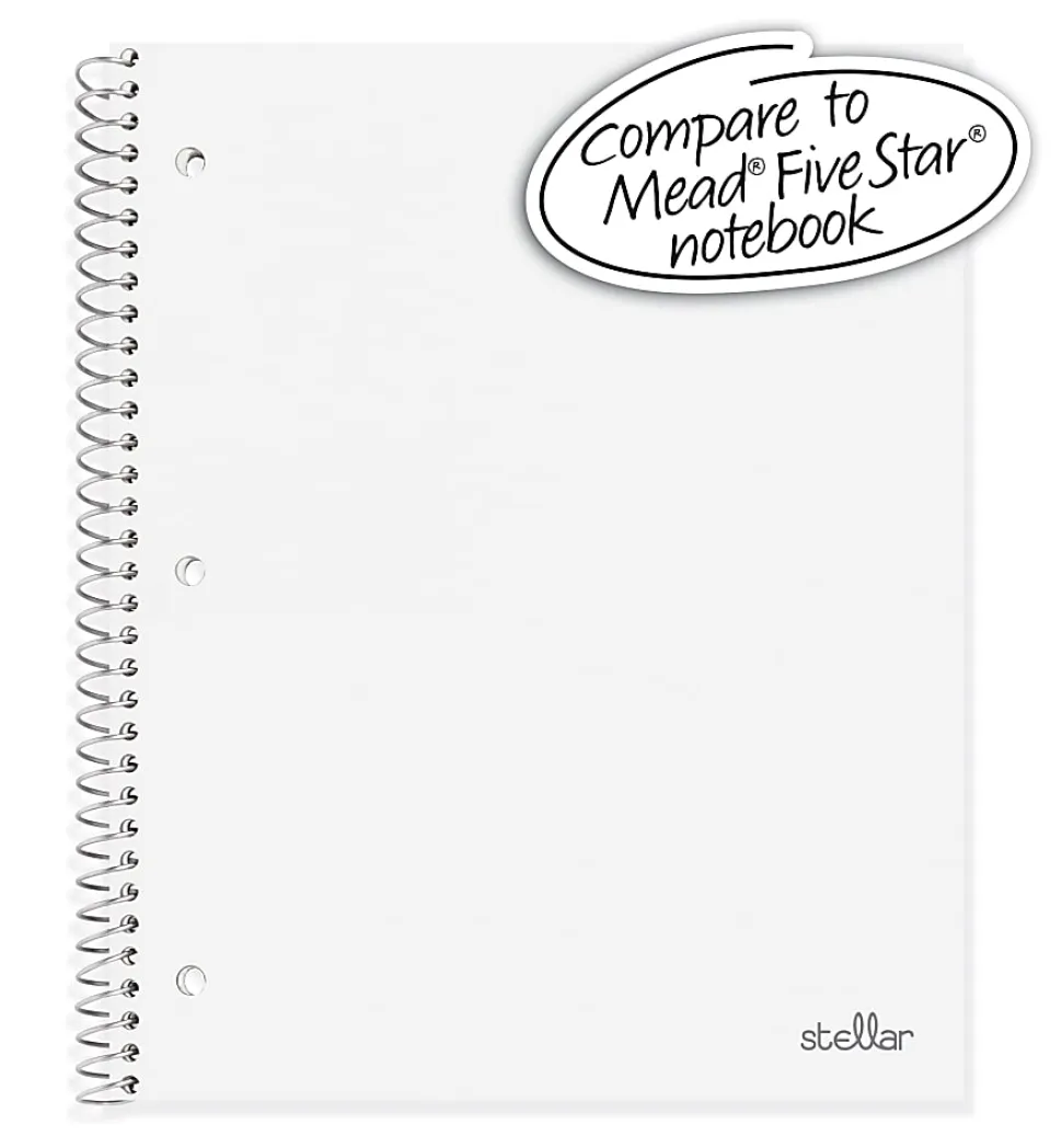 Office Depot® Brand Stellar Poly Notebook, 8" x 10 1/2", 1 Subject, Wide Ruled, 100 Sheets, White