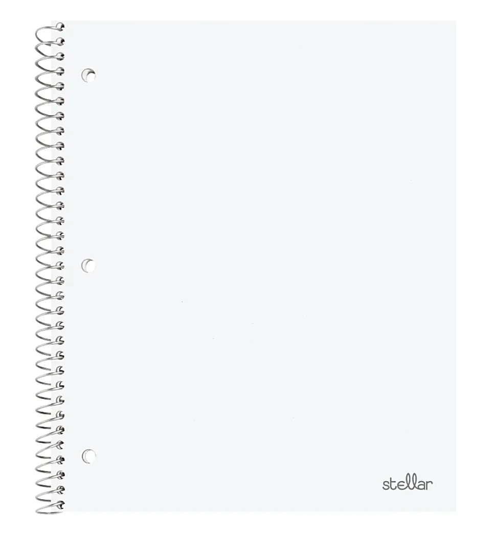 Office Depot® Brand Stellar Poly Notebook, 8" x 10 1/2", 1 Subject, Wide Ruled, 100 Sheets, White