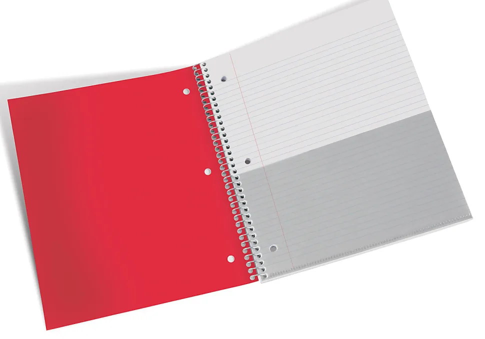 Office Depot® Brand Stellar Poly Notebook, 8-1/2" x 11", 3 Subject, College Ruled, 150 Sheets, Red