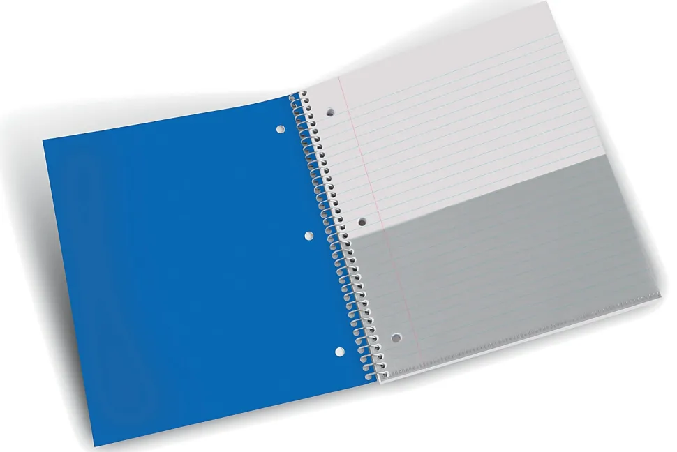 Office Depot® Brand Stellar Poly Notebook, 8" x 10-1/2", 1 Subject, Wide Ruled, 100 Sheets, Blue