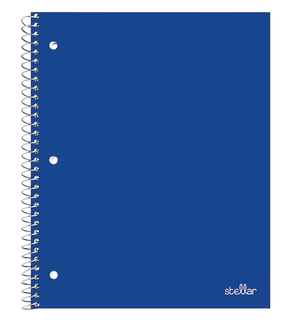 Office Depot® Brand Stellar Poly Notebook, 8" x 10-1/2", 1 Subject, Wide Ruled, 100 Sheets, Blue