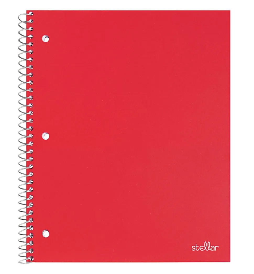 Office Depot® Brand Stellar Poly Notebook, 8" x 10-1/2", 1 Subject, Wide Ruled, 100 Sheets, Red